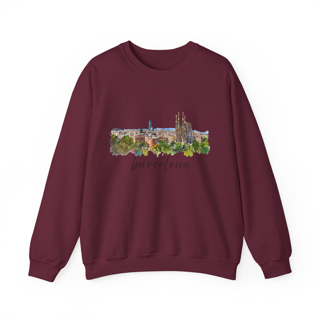 Barcelona Sweatshirt – Watercolor Skyline