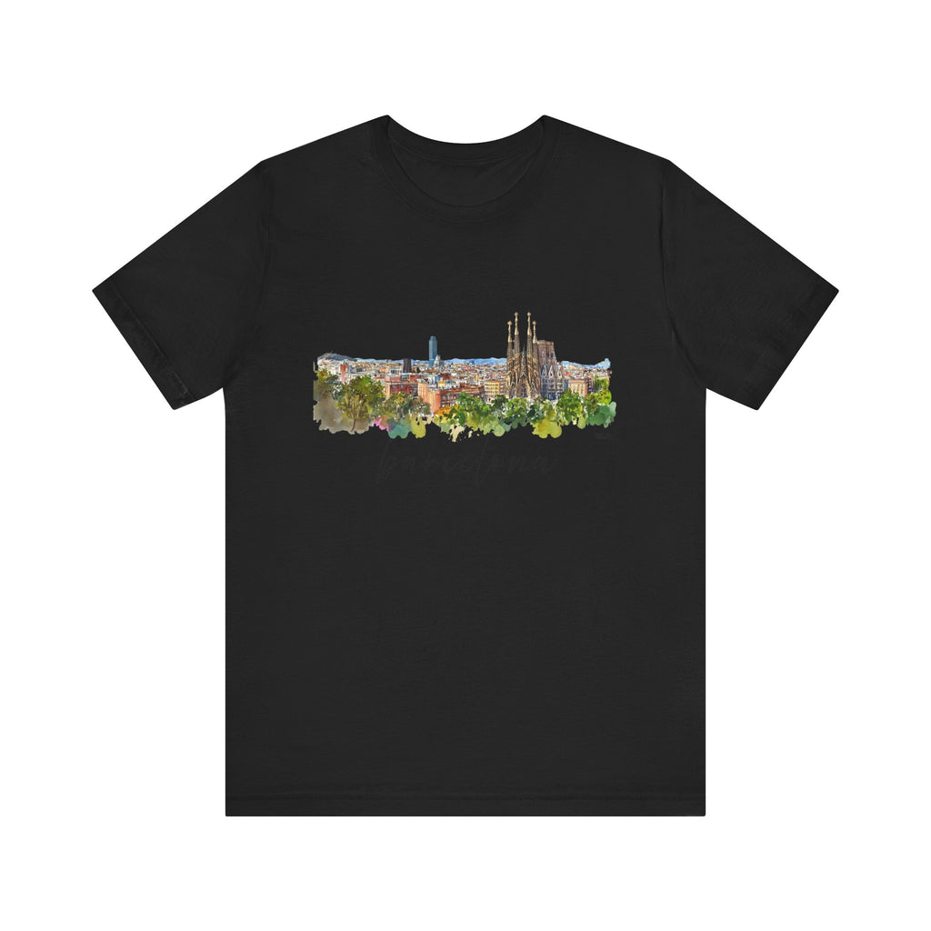 Barcelona T-Shirt – Watercolor Skyline