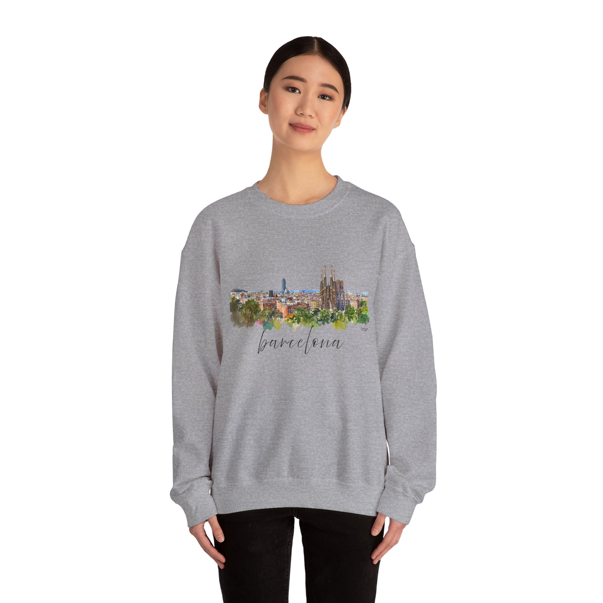 Barcelona Sweatshirt – Watercolor Skyline