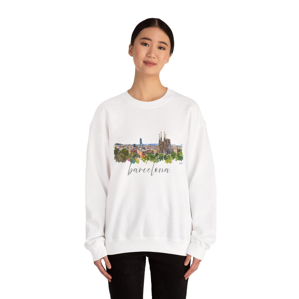 Barcelona Sweatshirt – Watercolor Skyline