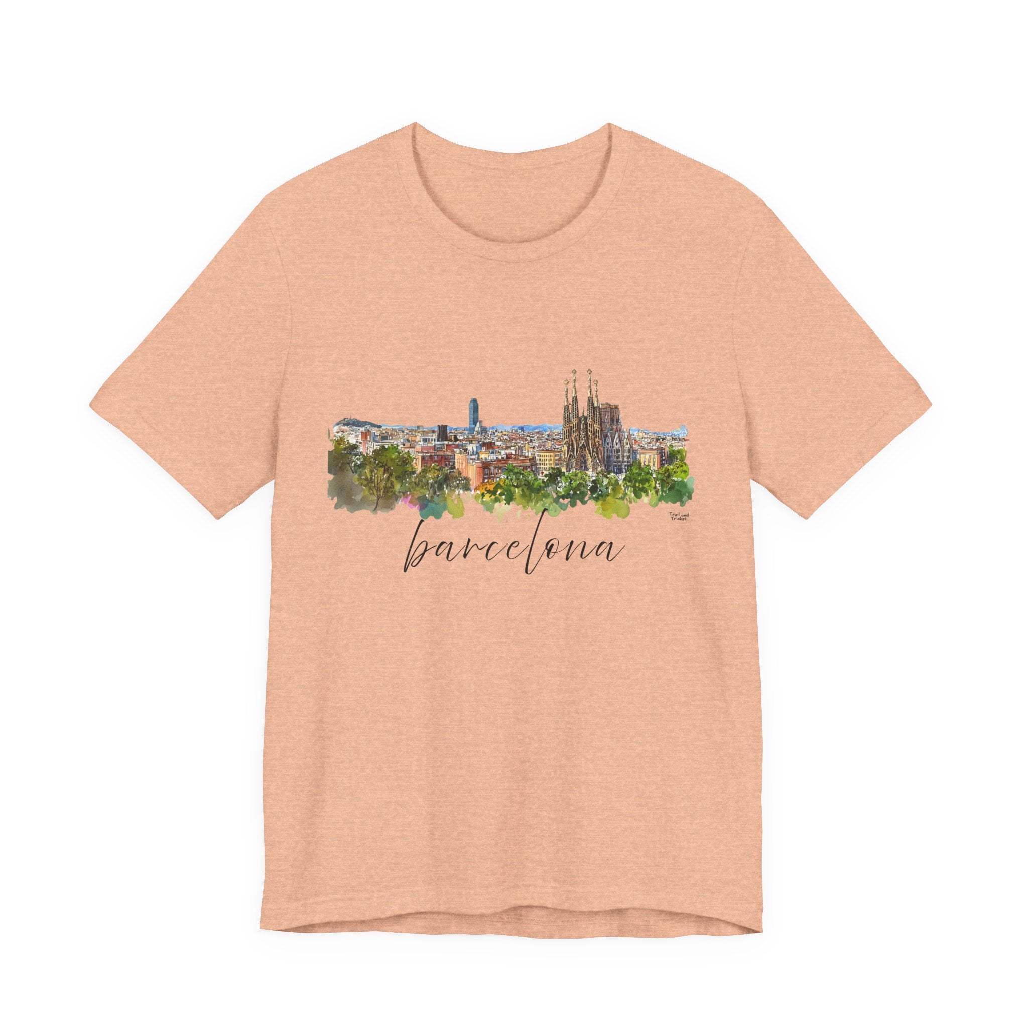 Barcelona T-Shirt – Watercolor Skyline