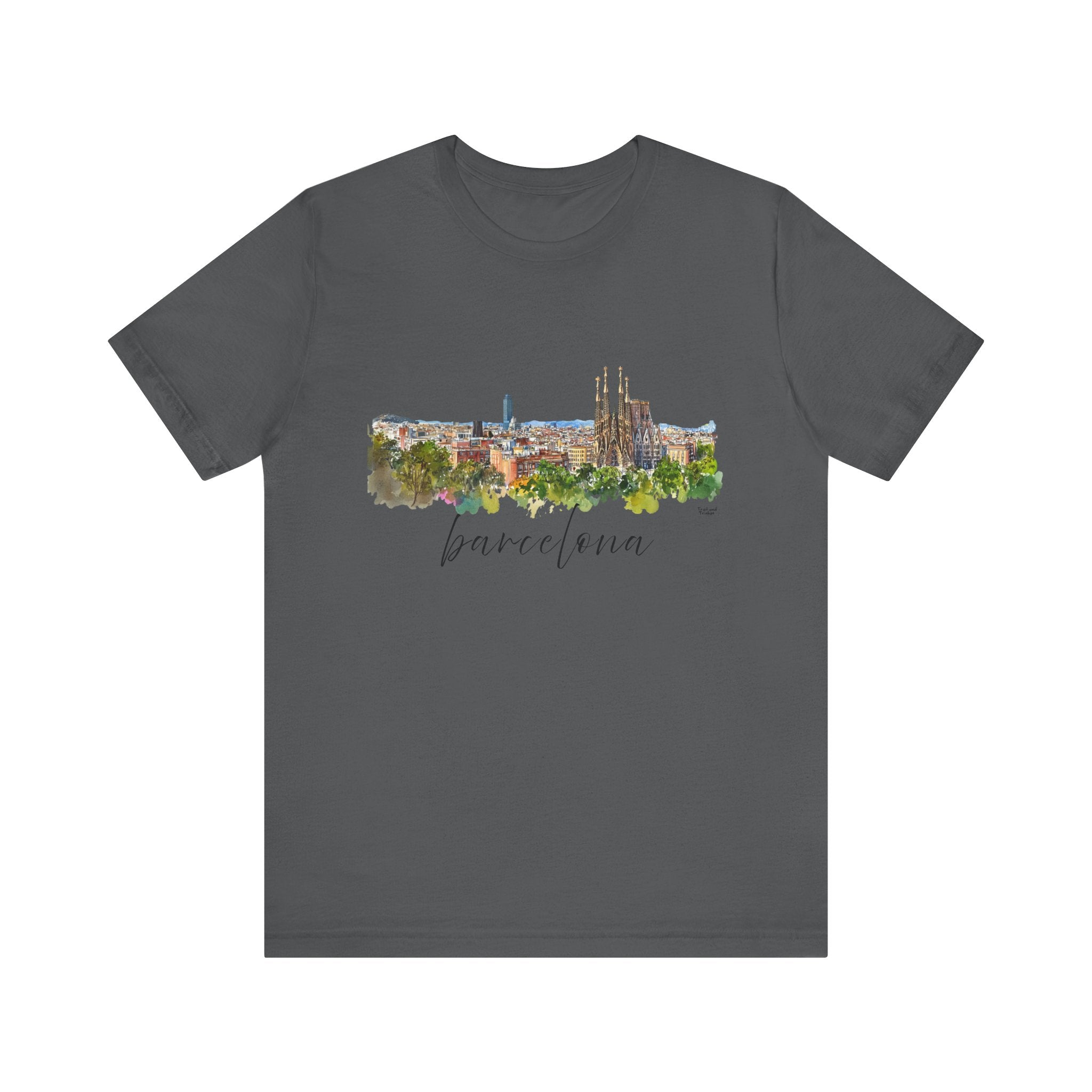 Barcelona T-Shirt – Watercolor Skyline