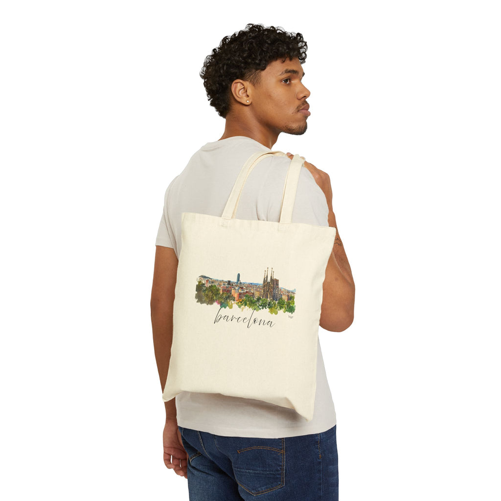Barcelona Tote Bag – Watercolor Skyline