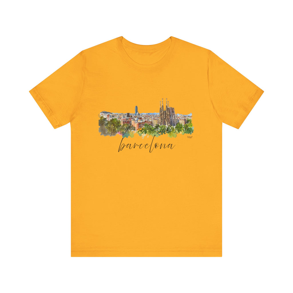 Barcelona T-Shirt – Watercolor Skyline