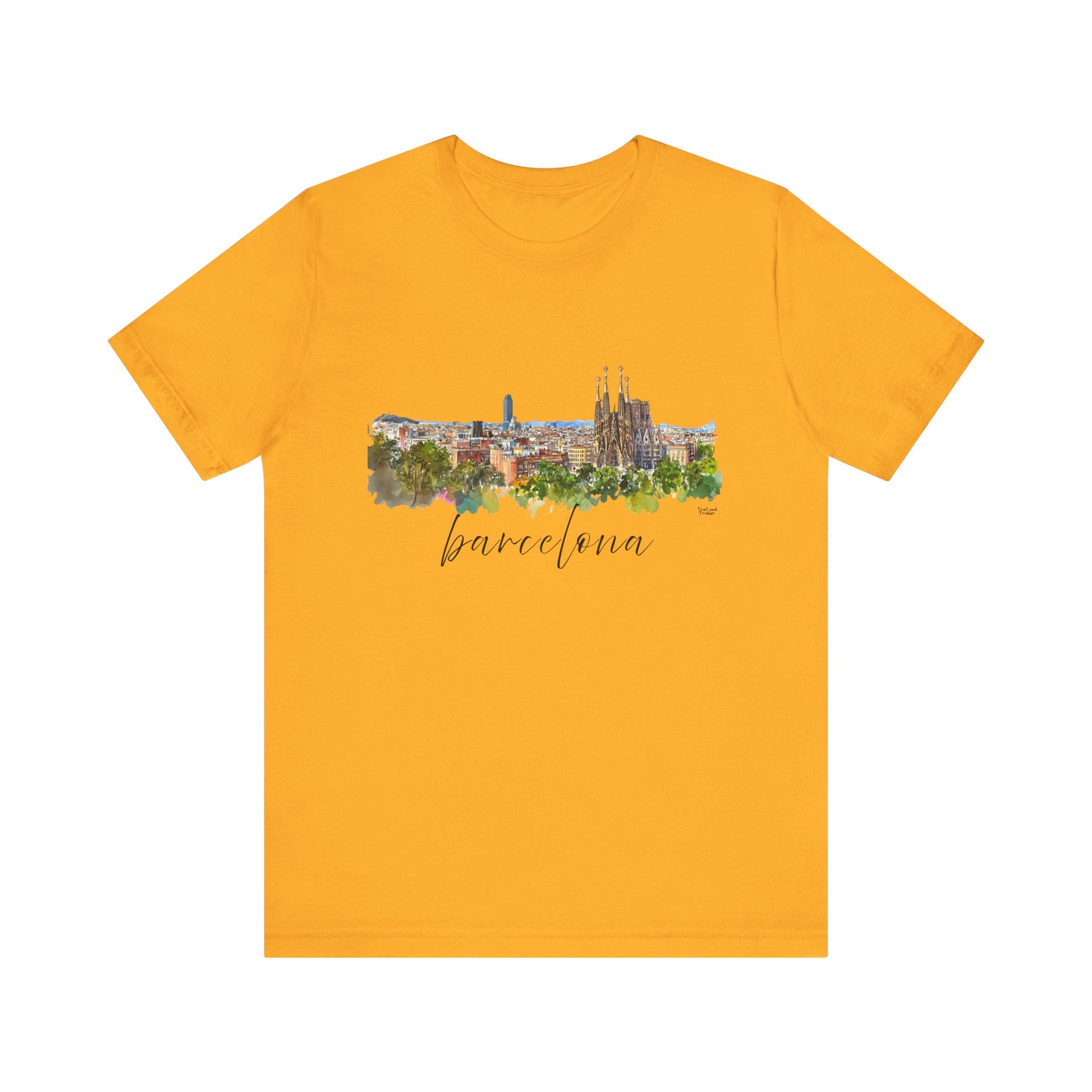 Barcelona T-Shirt – Watercolor Skyline