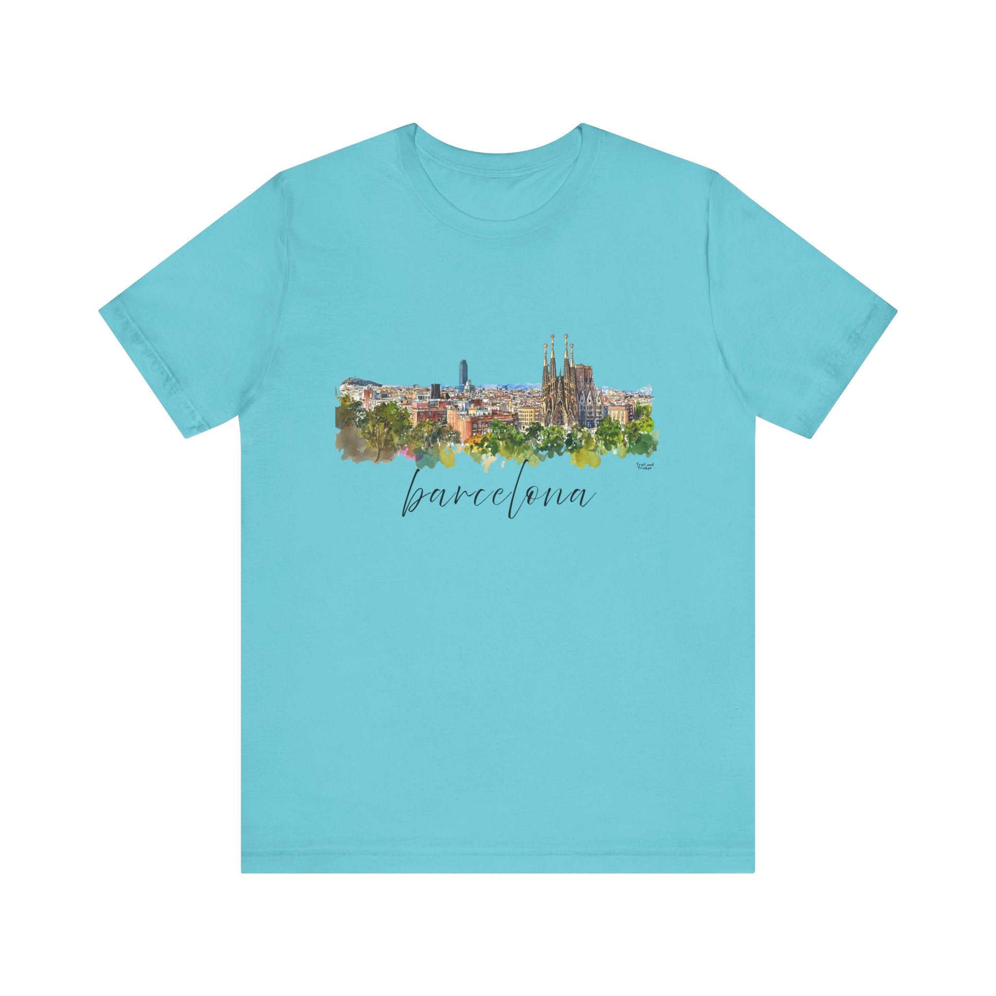 Barcelona T-Shirt – Watercolor Skyline