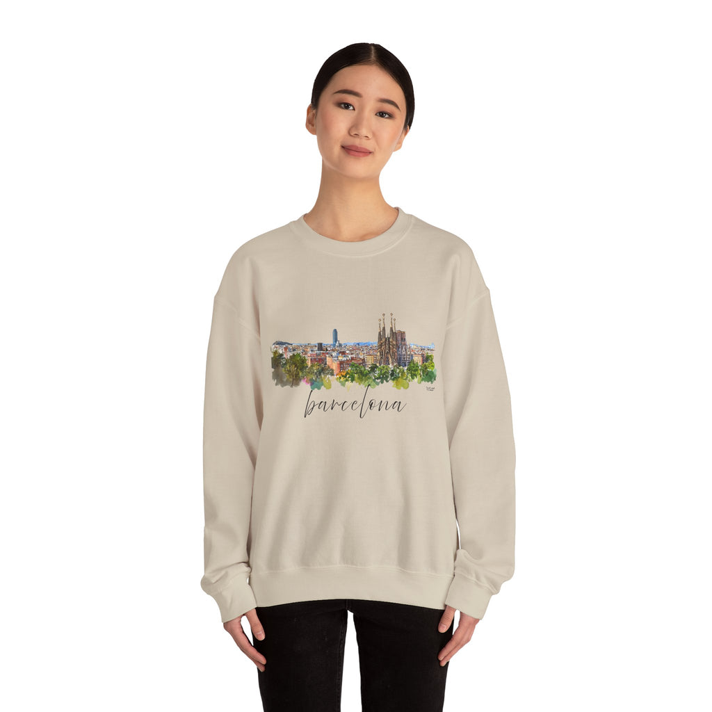 Barcelona Sweatshirt – Watercolor Skyline