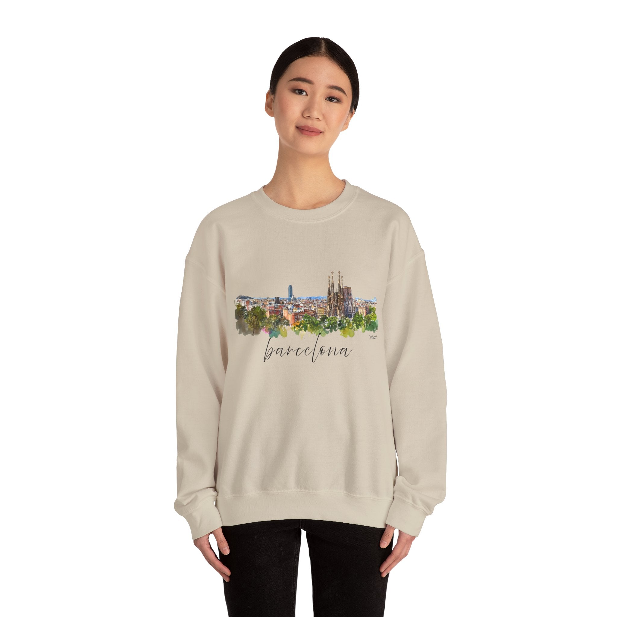 Barcelona Sweatshirt – Watercolor Skyline