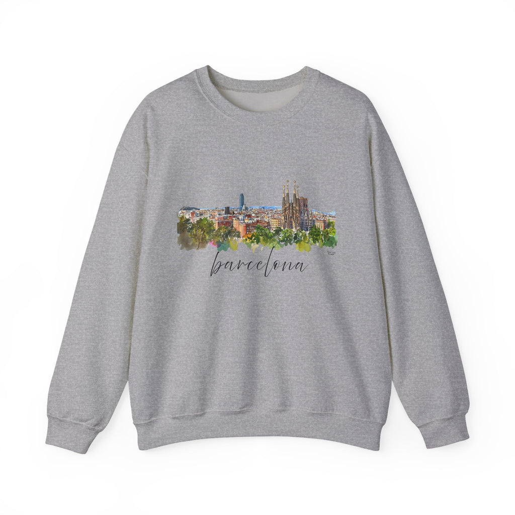 Barcelona Sweatshirt – Watercolor Skyline