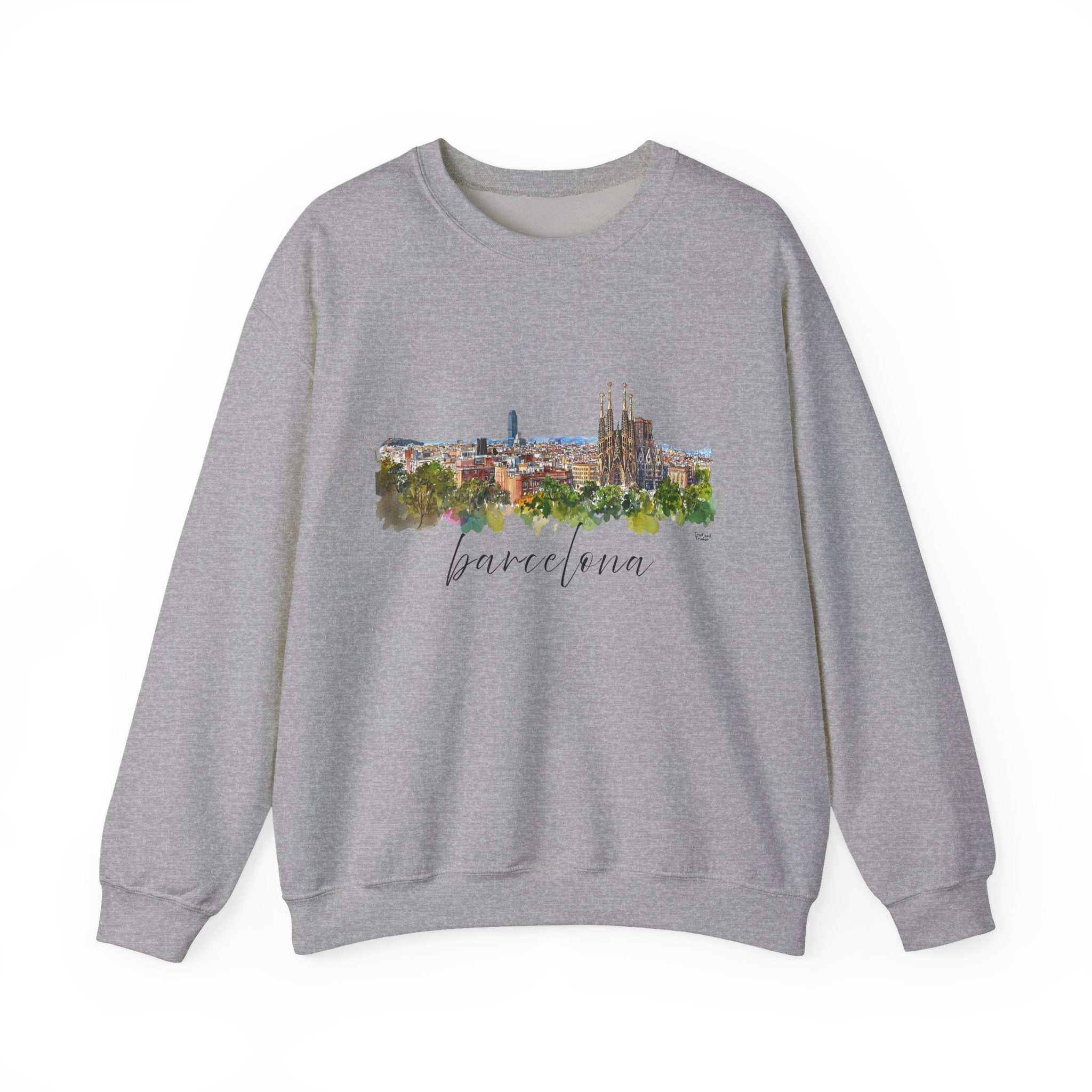 Barcelona Sweatshirt – Watercolor Skyline