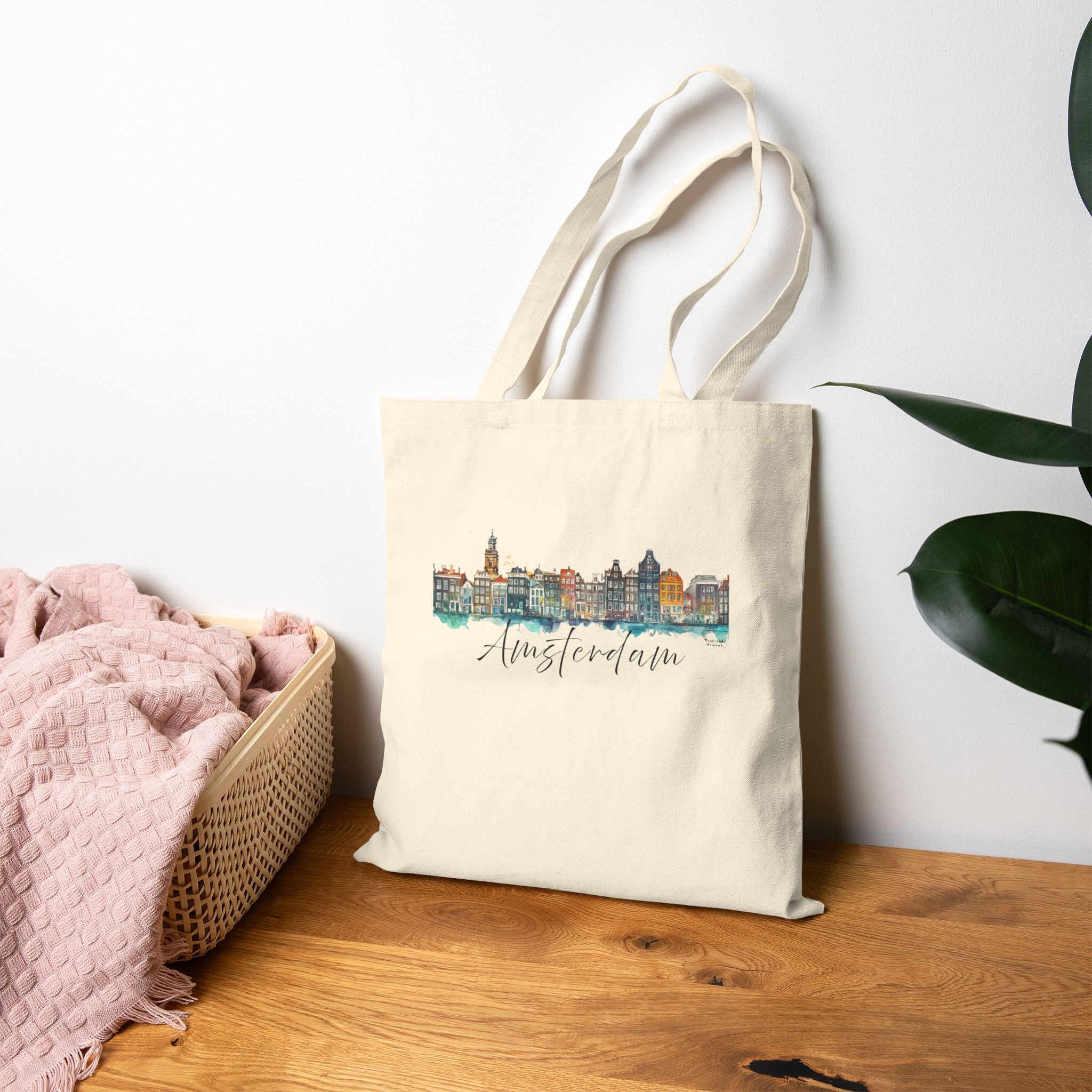 Amsterdam Tote Bag – Watercolor Skyline