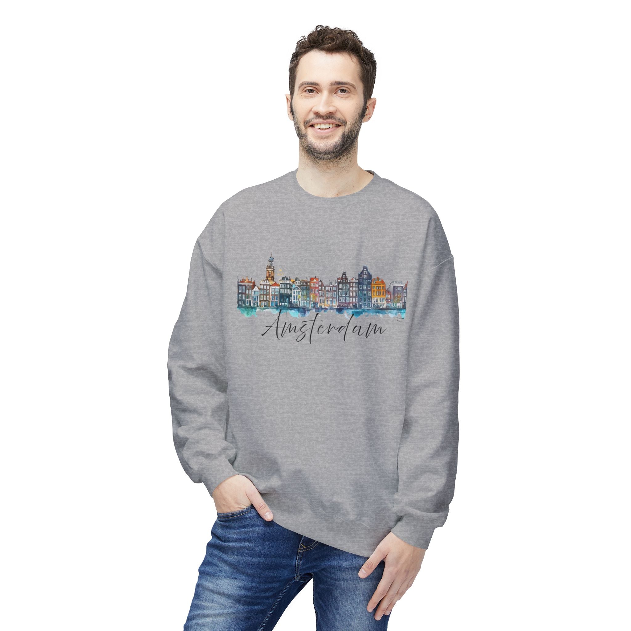 Amsterdam Sweatshirt – Watercolor Skyline