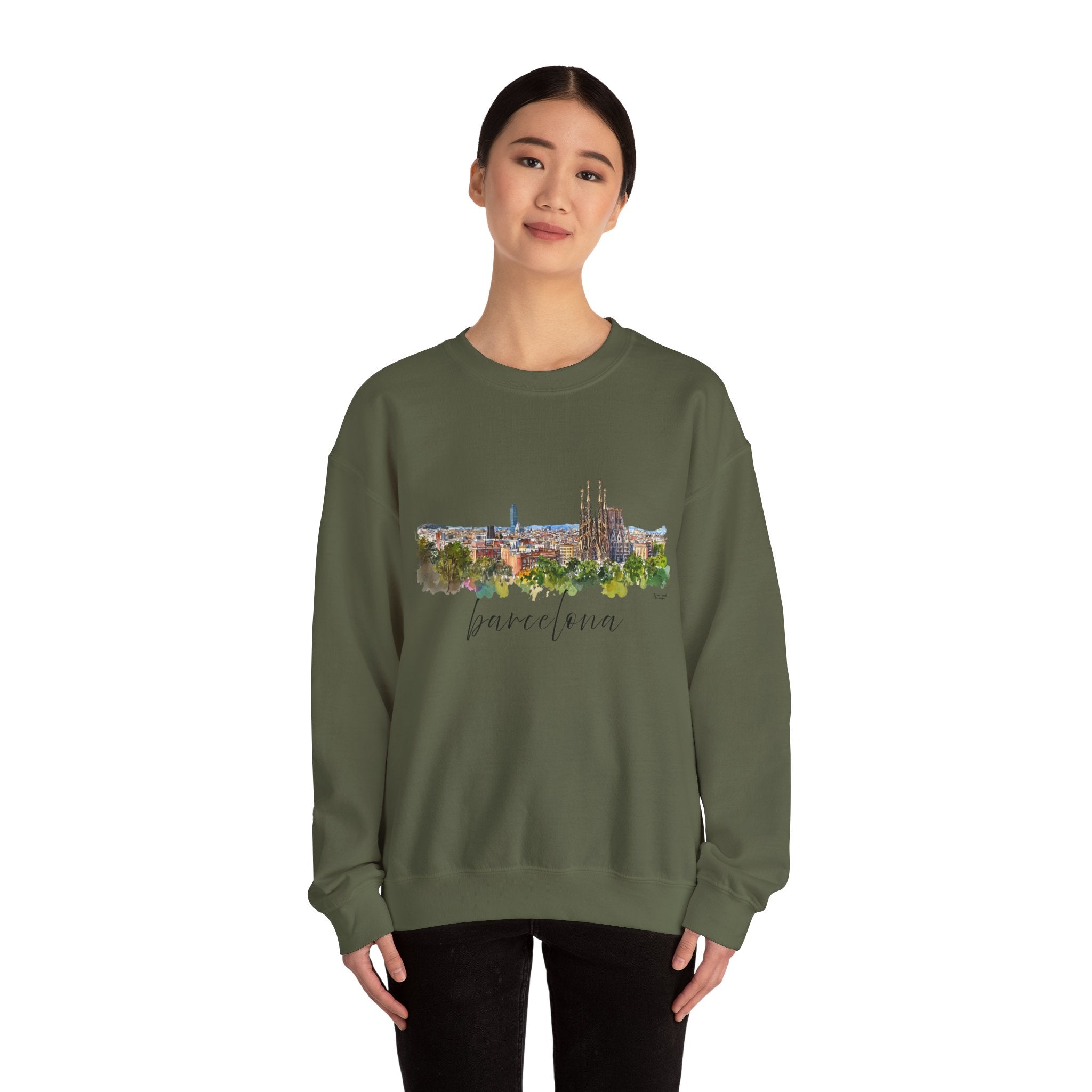 Barcelona Sweatshirt – Watercolor Skyline