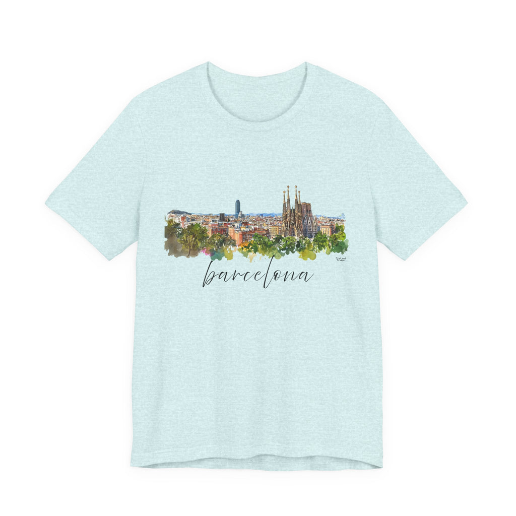 Barcelona T-Shirt – Watercolor Skyline