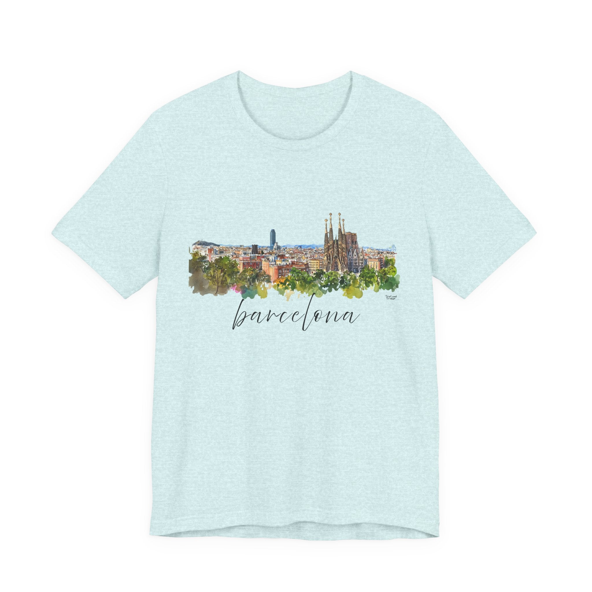 Barcelona T-Shirt – Watercolor Skyline