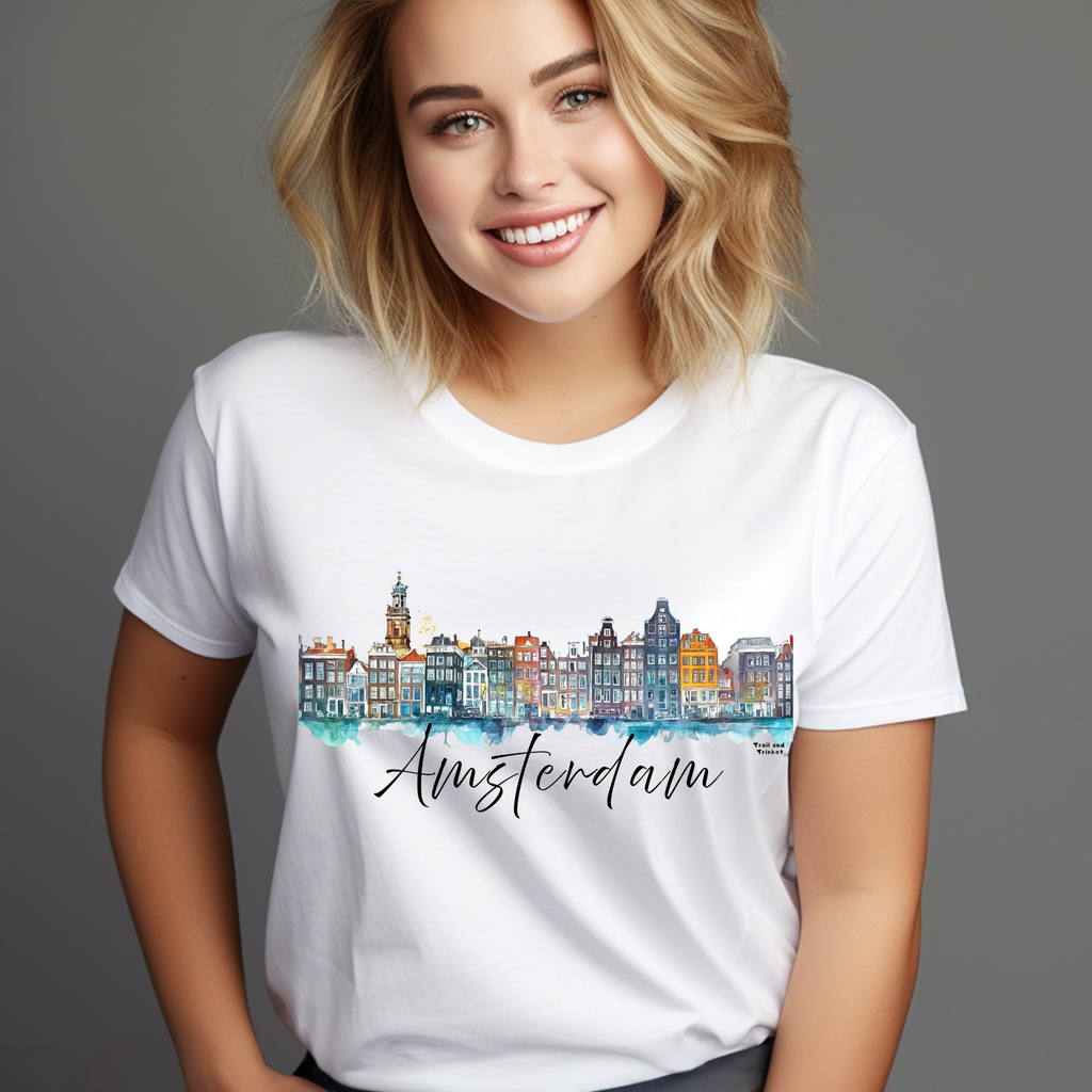 Amsterdam T-Shirt – Watercolor Skyline