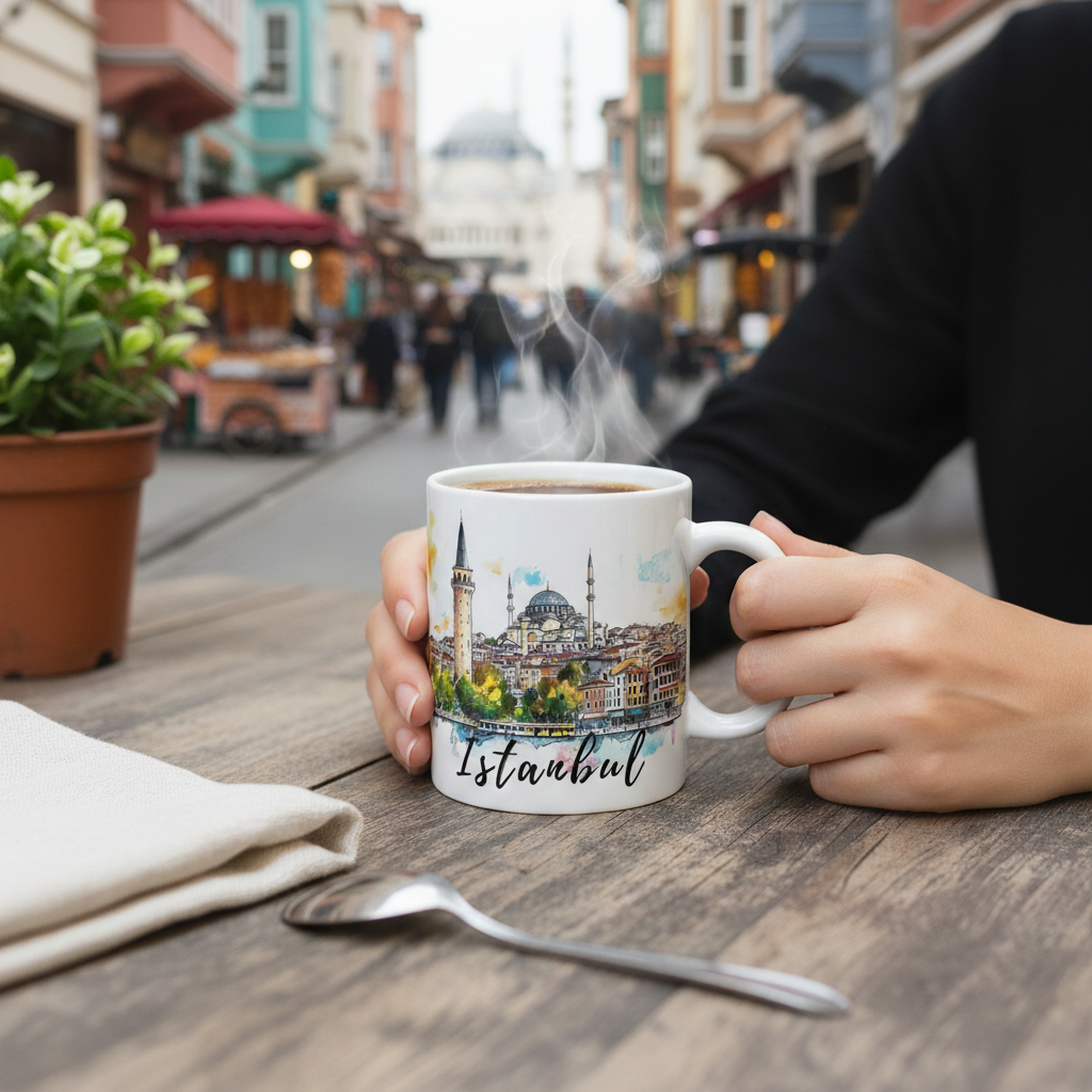 Istanbul Mug – Watercolor Skyline