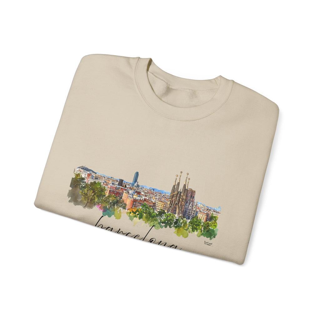 Barcelona Sweatshirt – Watercolor Skyline