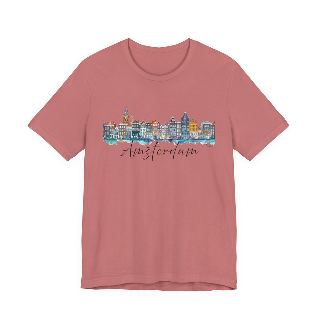 Amsterdam T-Shirt – Watercolor Skyline