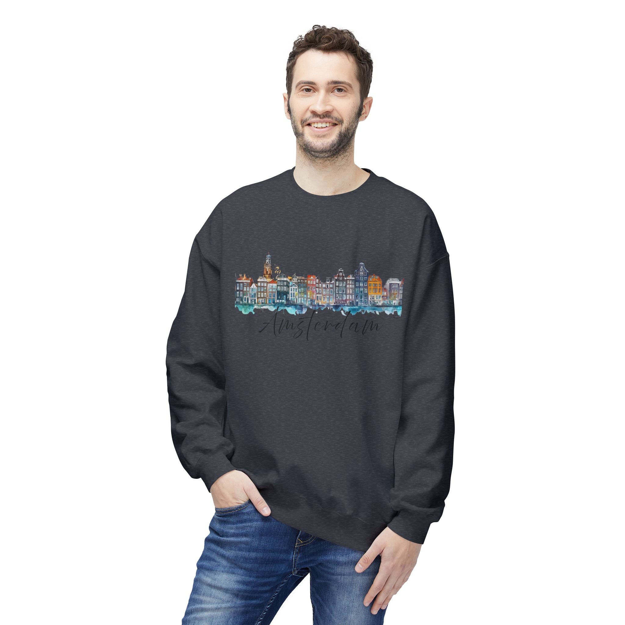 Amsterdam Sweatshirt – Watercolor Skyline