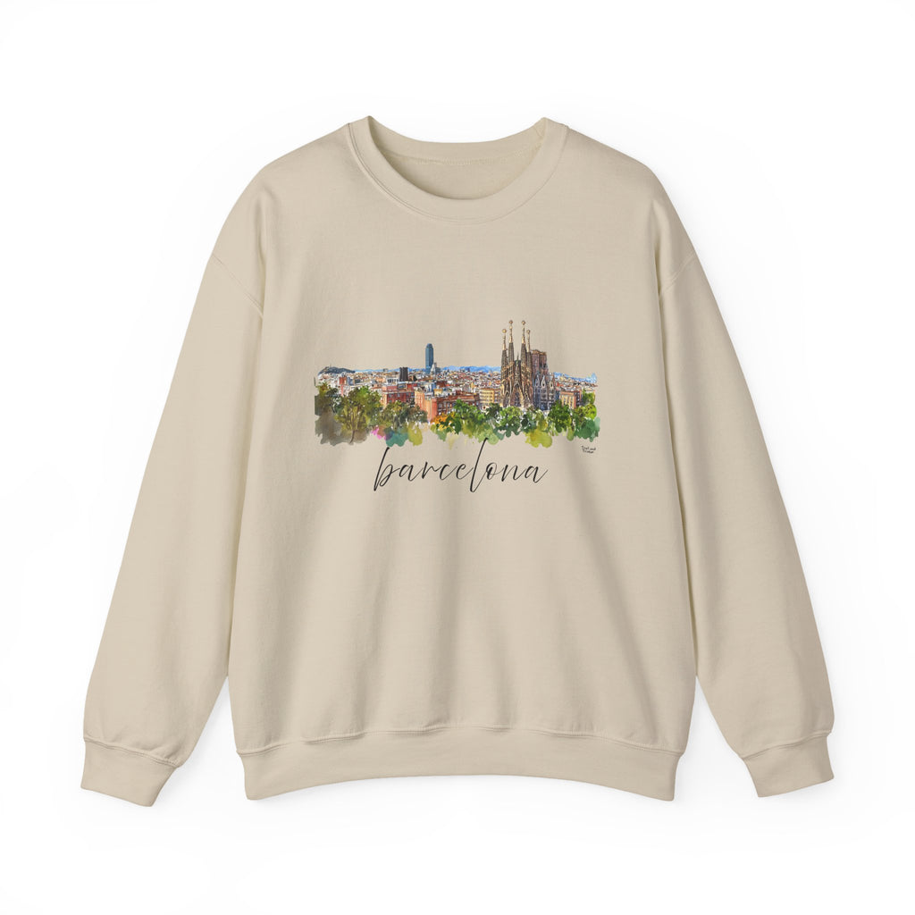Barcelona Sweatshirt – Watercolor Skyline