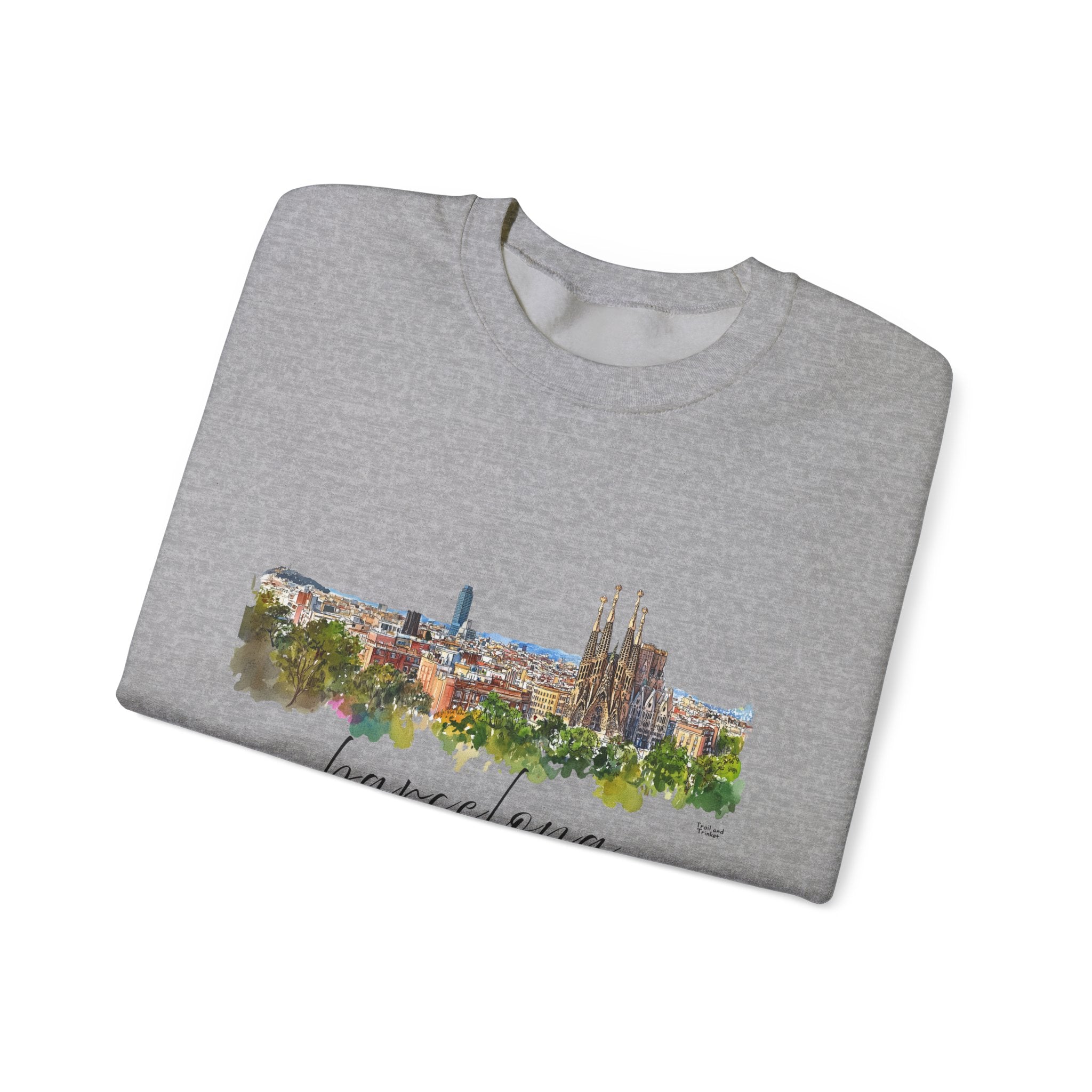 Barcelona Sweatshirt – Watercolor Skyline