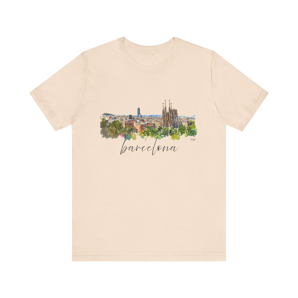 Barcelona T-Shirt – Watercolor Skyline