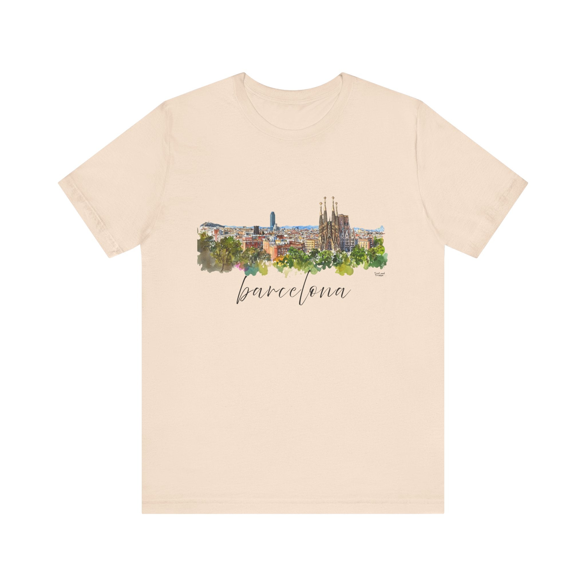 Barcelona T-Shirt – Watercolor Skyline
