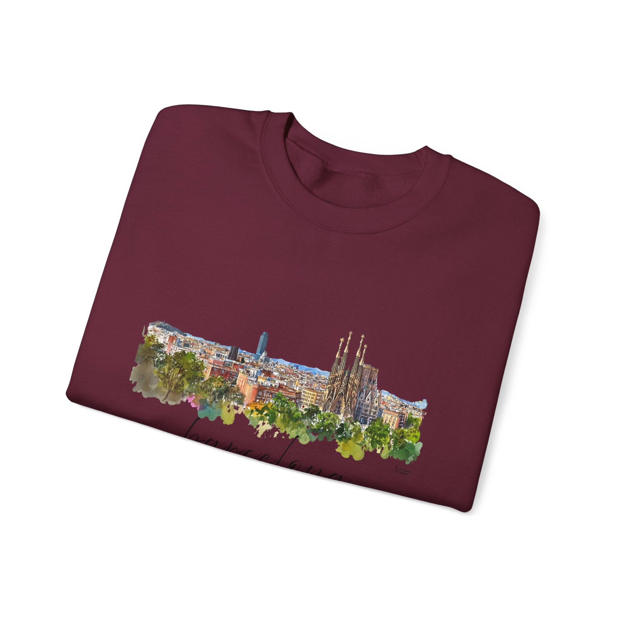 Barcelona Sweatshirt – Watercolor Skyline