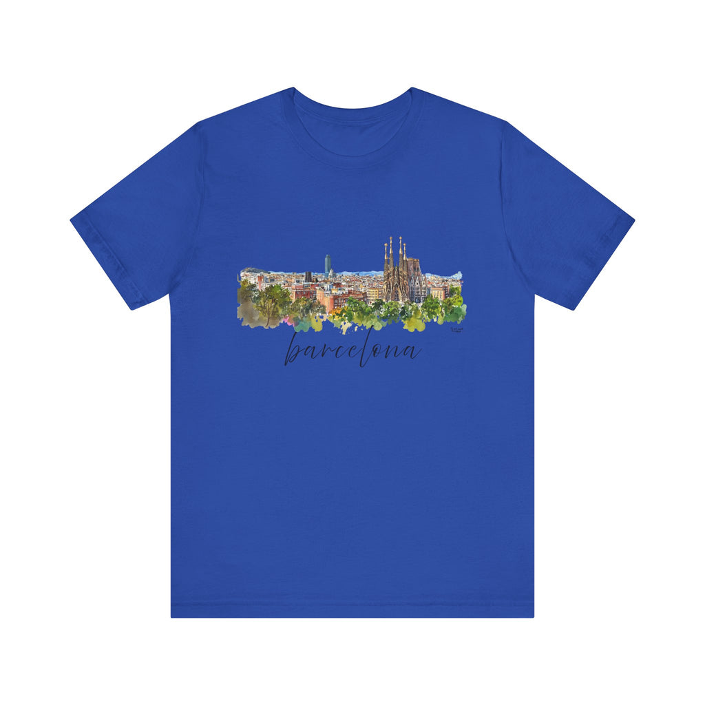 Barcelona T-Shirt – Watercolor Skyline
