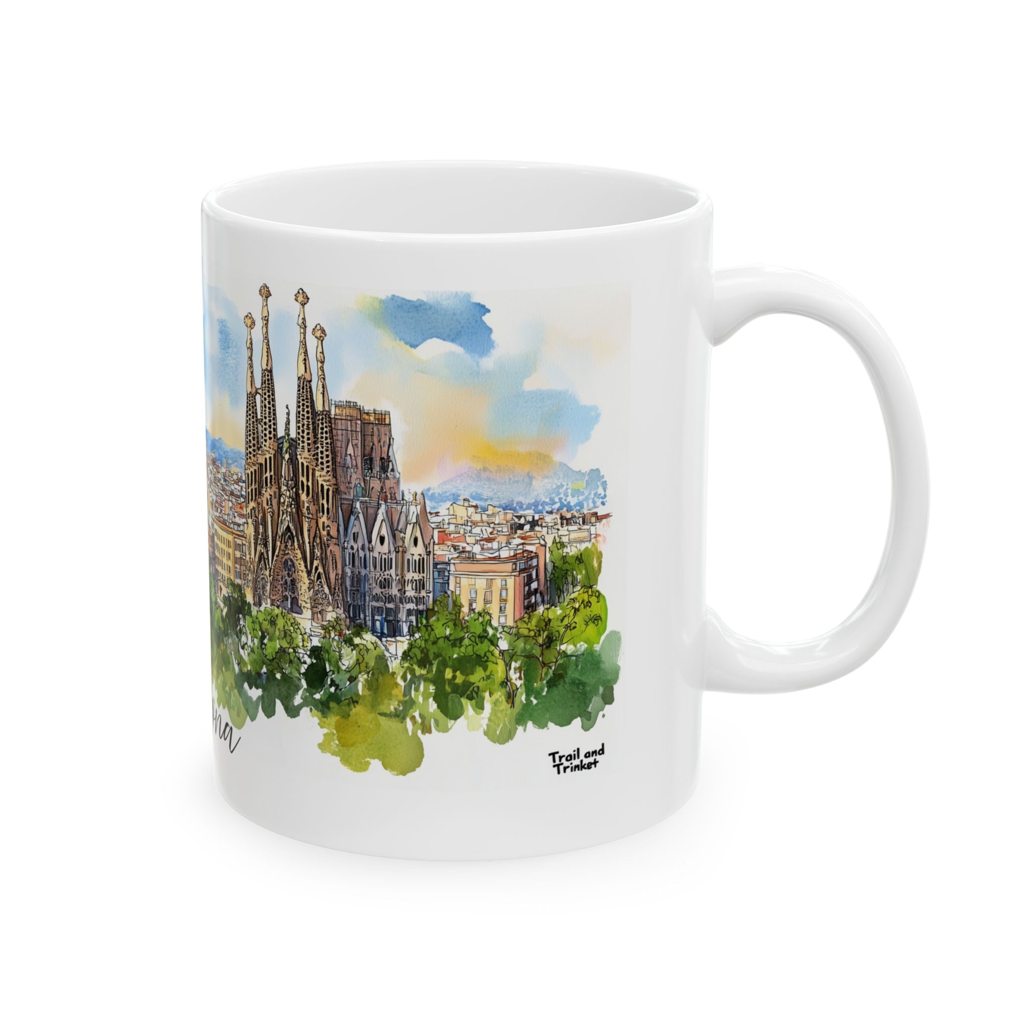 Barcelona Mug – Watercolor Skyline