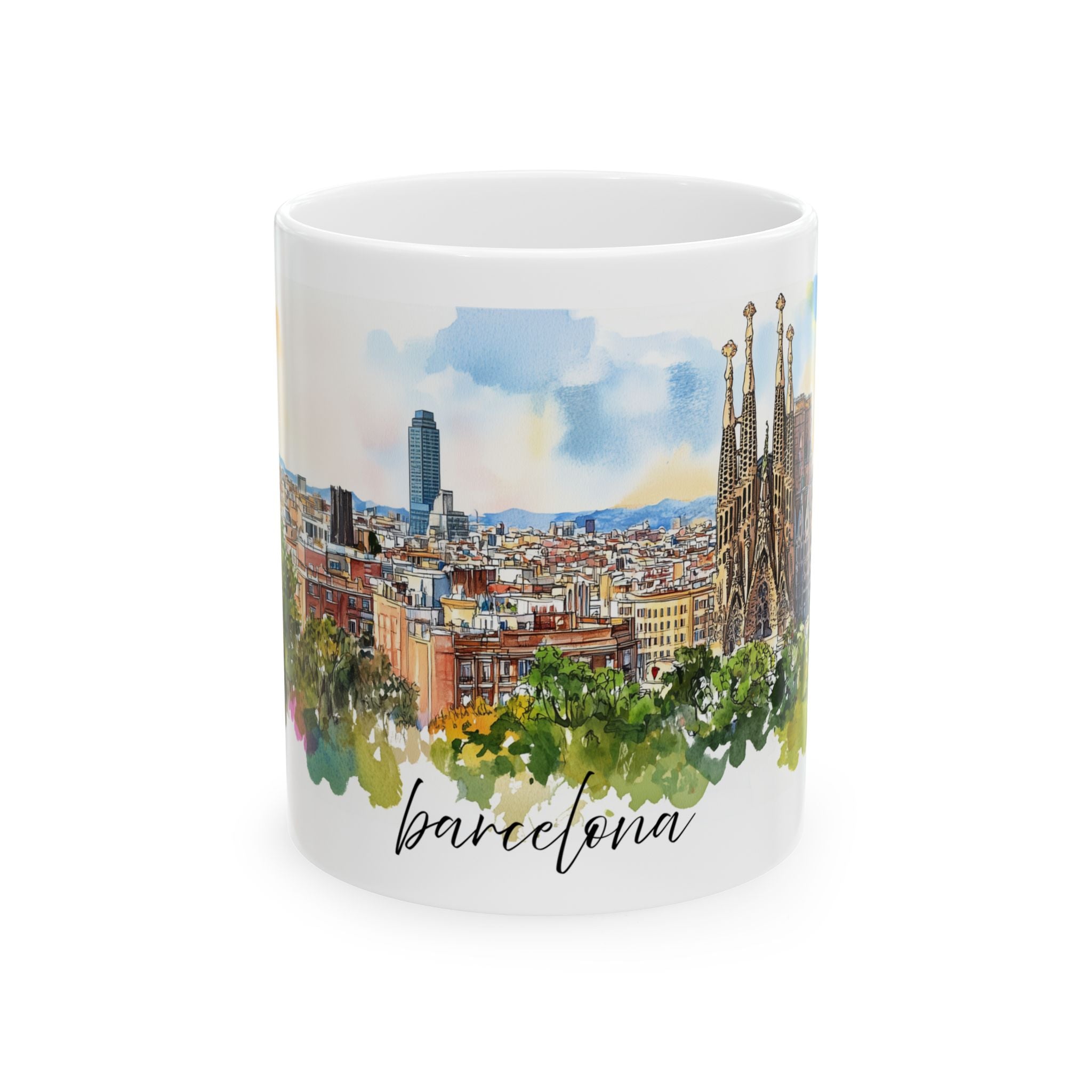 Barcelona Mug – Watercolor Skyline