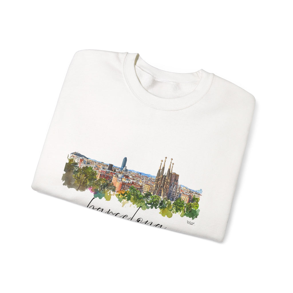 Barcelona Sweatshirt – Watercolor Skyline