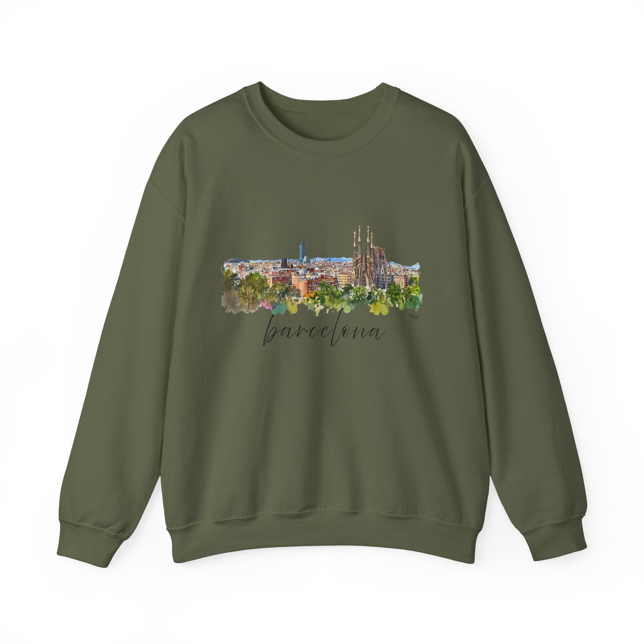 Barcelona Sweatshirt – Watercolor Skyline