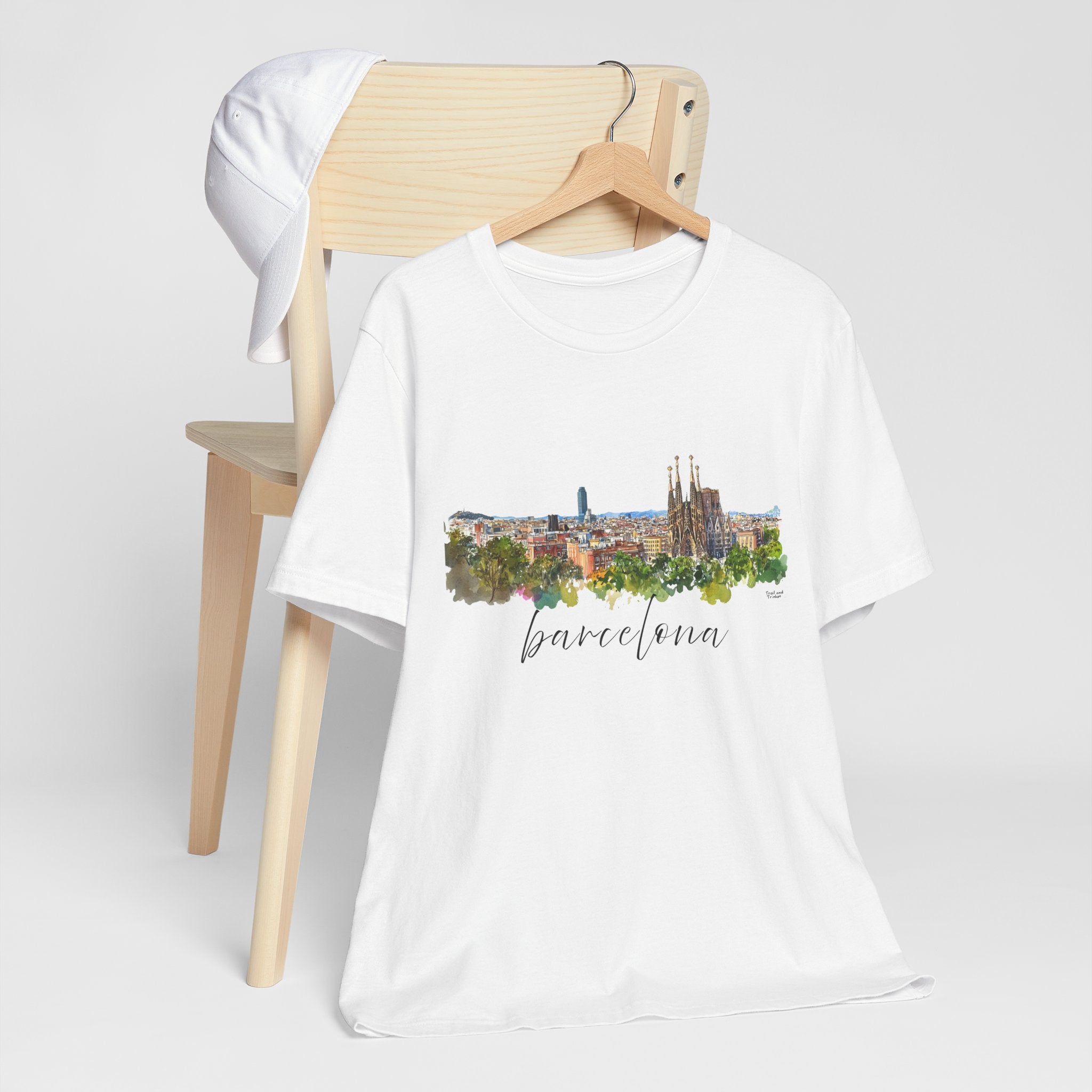 Barcelona T-Shirt – Watercolor Skyline