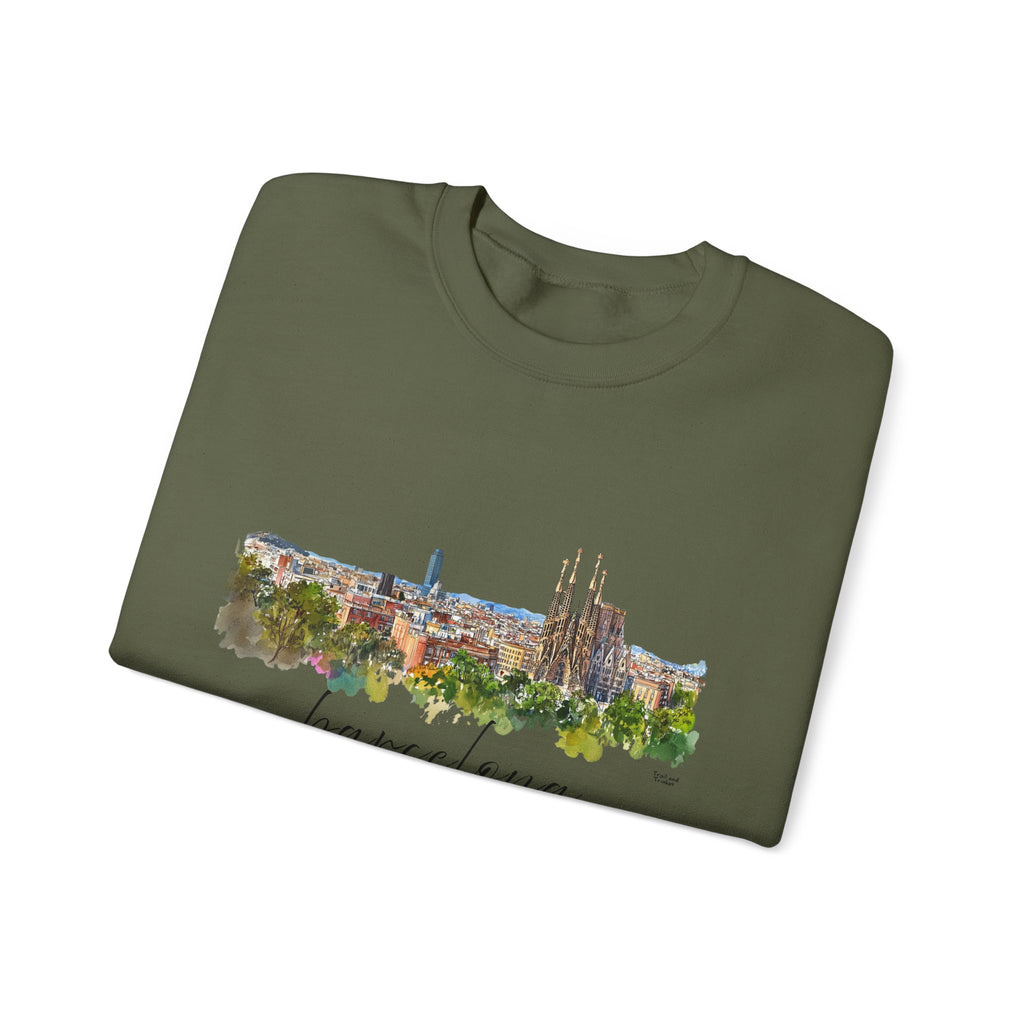 Barcelona Sweatshirt – Watercolor Skyline
