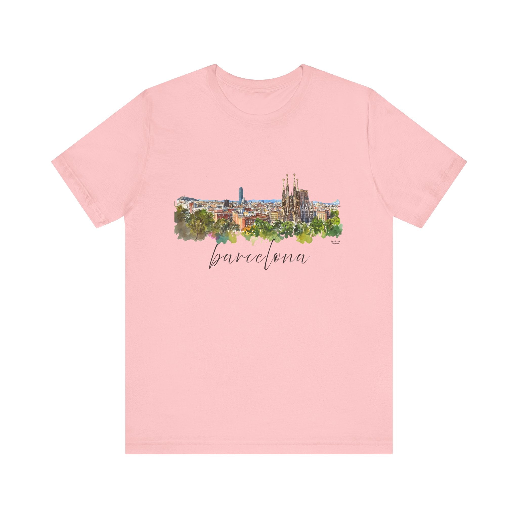 Barcelona T-Shirt – Watercolor Skyline