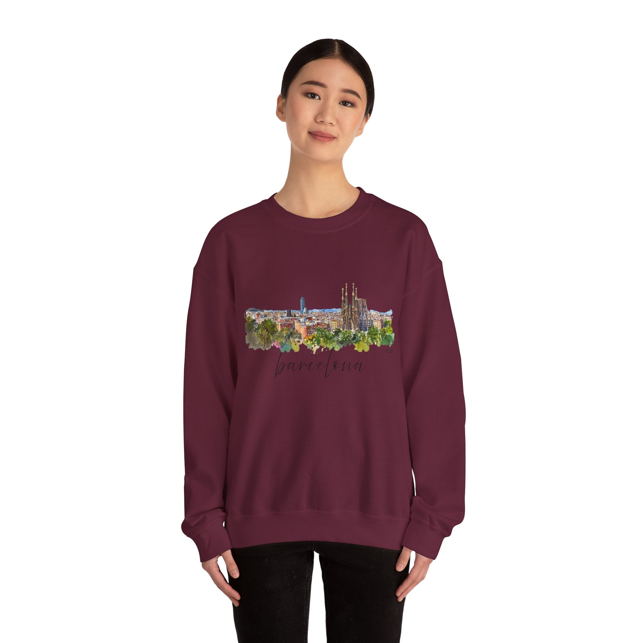 Barcelona Sweatshirt – Watercolor Skyline