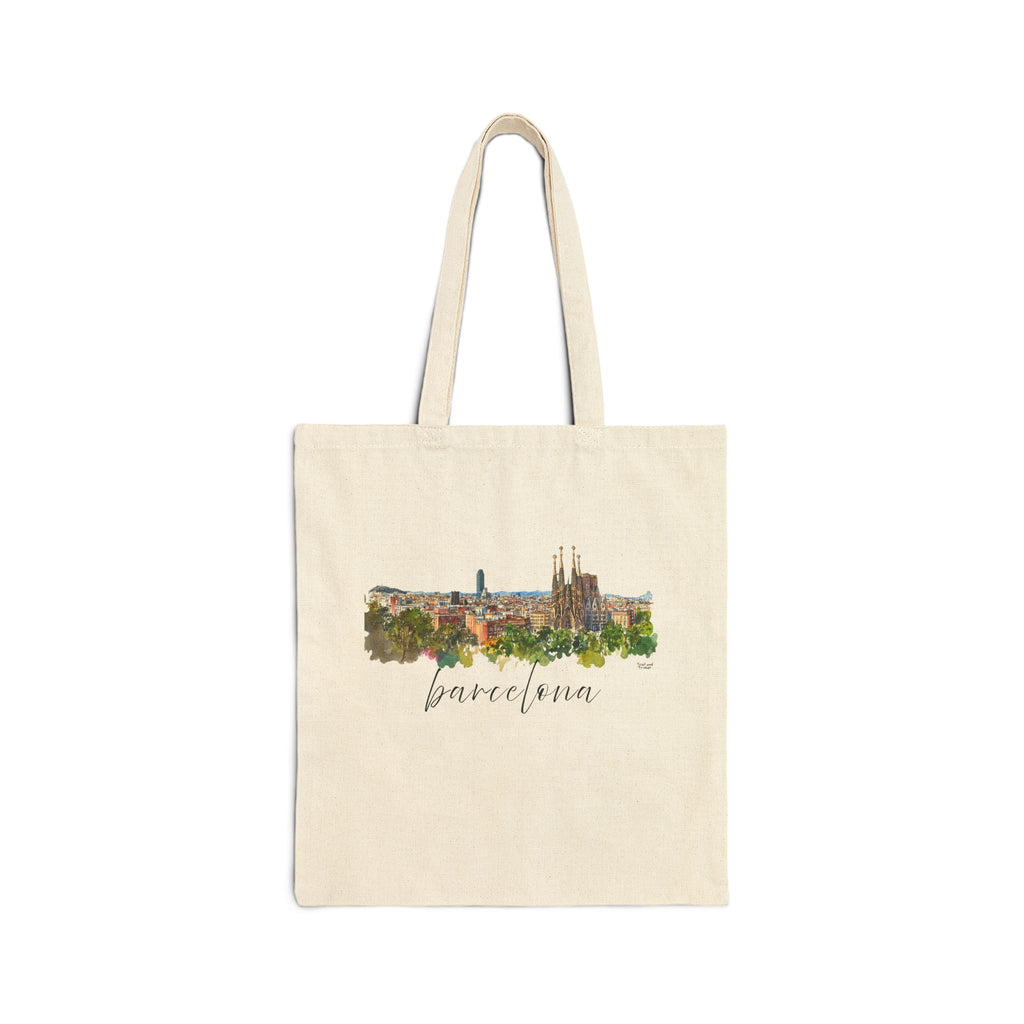 Barcelona Tote Bag – Watercolor Skyline