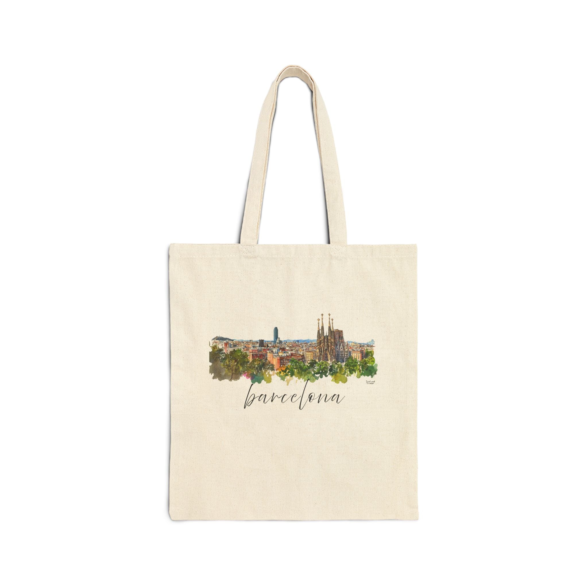 Barcelona Tote Bag – Watercolor Skyline