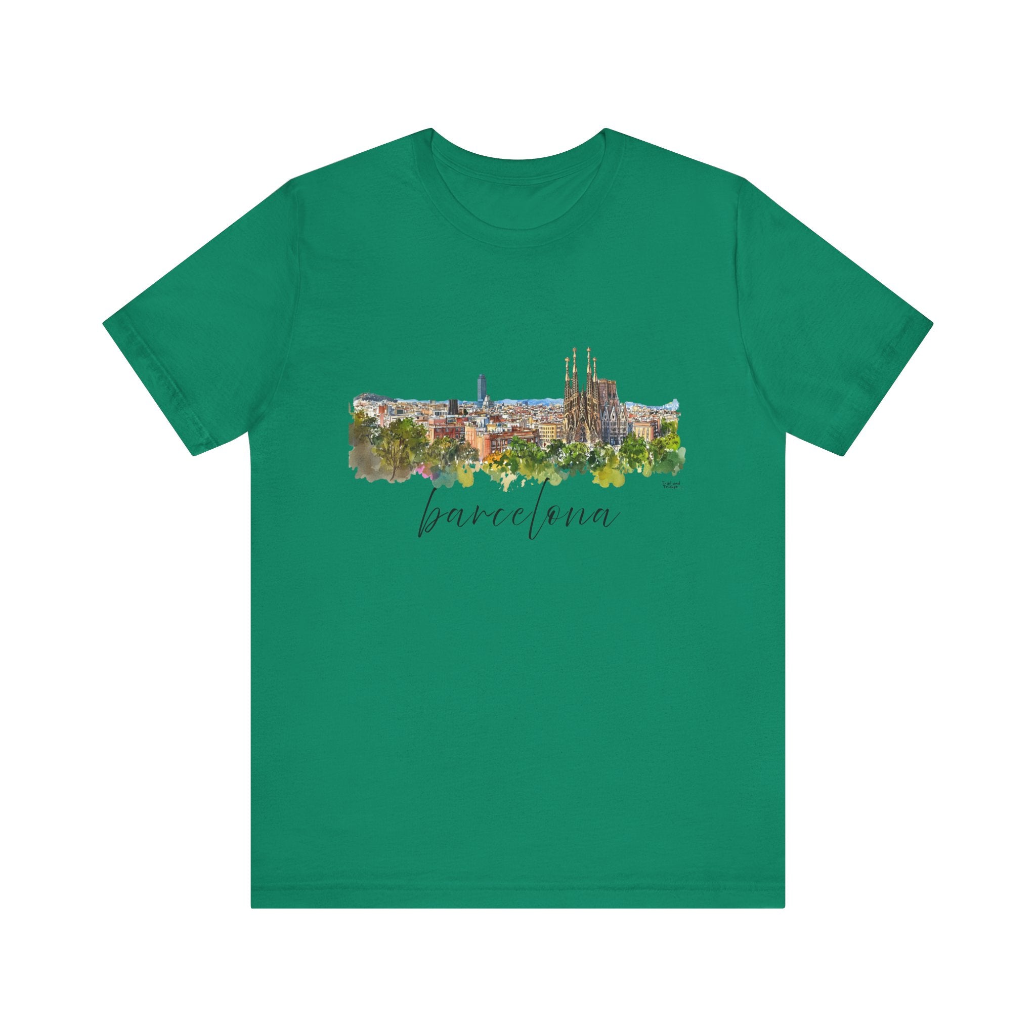 Barcelona T-Shirt – Watercolor Skyline